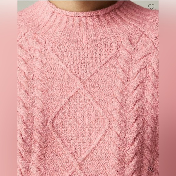 J.Crew‎ Cable-knit Rollneck Wool Blend Sweater Supersoft Yarn Dusty Rose Pink L - Picture 2 of 16